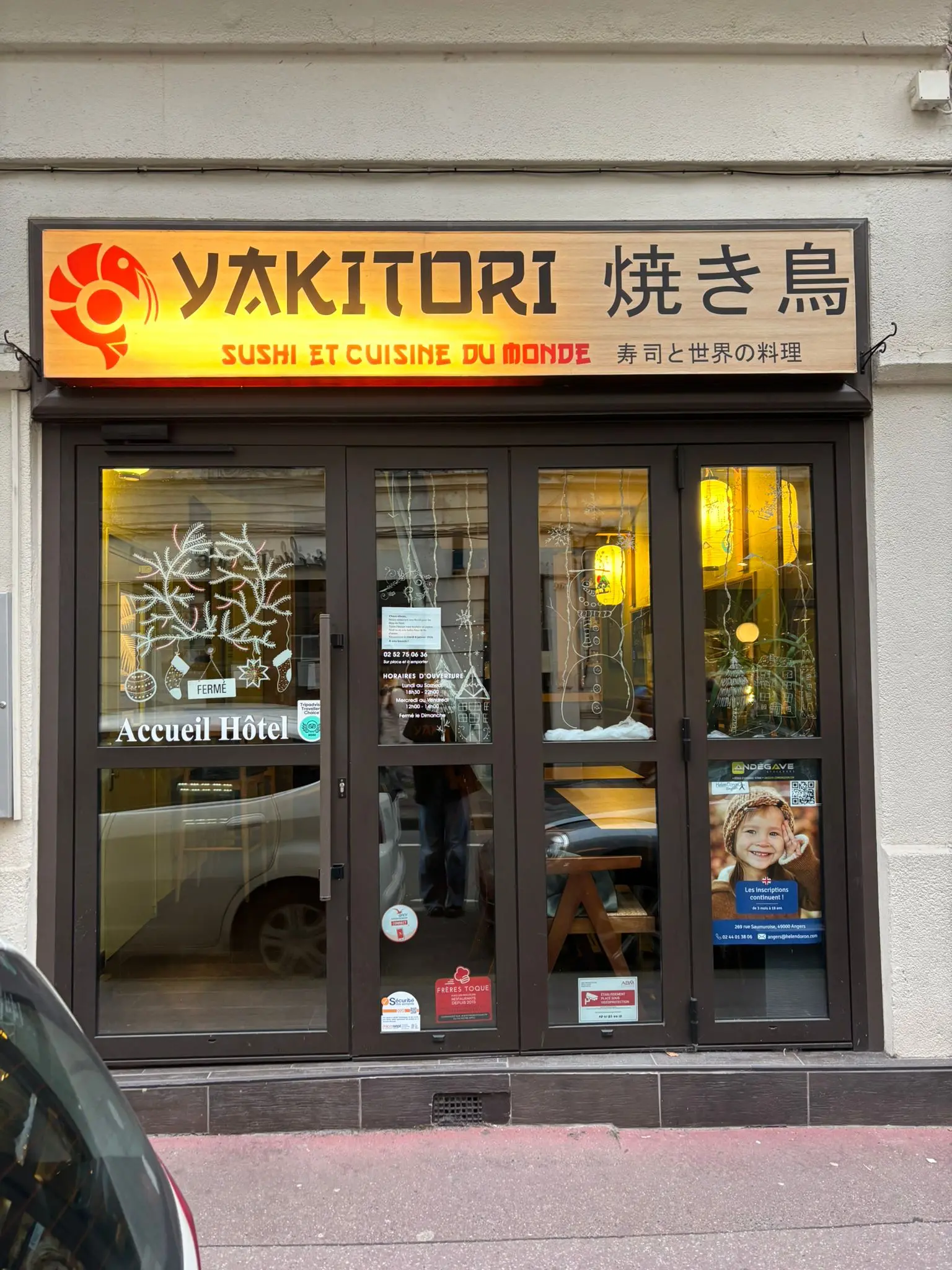 Façade du restaurant Yakitori à Angers